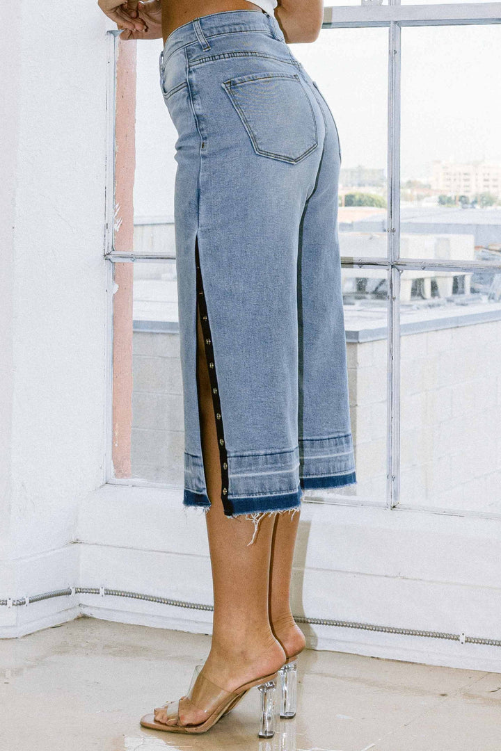 blue denim Bermuda