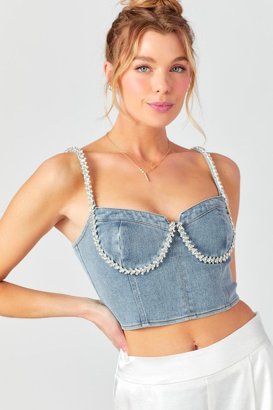 Denim corset top