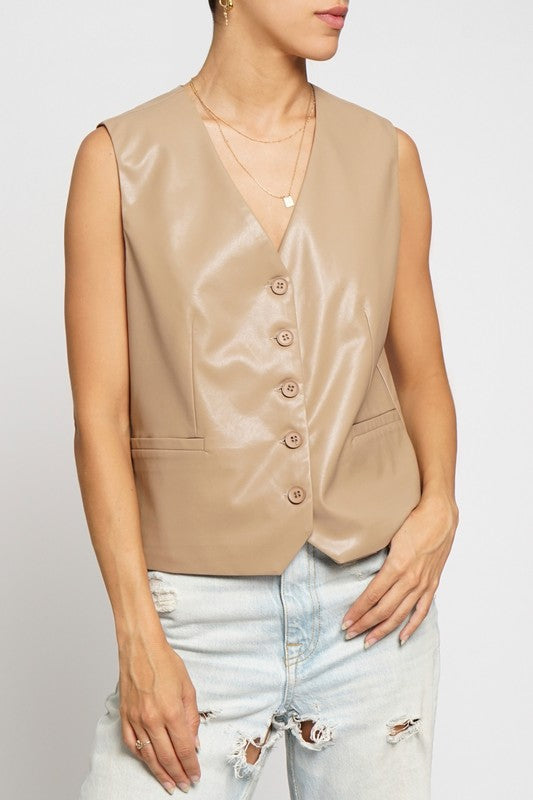 faux leather beige Jacket