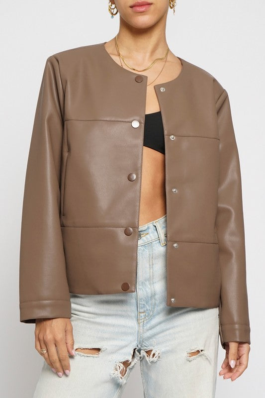faux leather  Brown Jacket