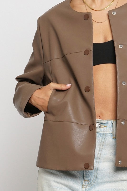 faux leather  Brown Jacket
